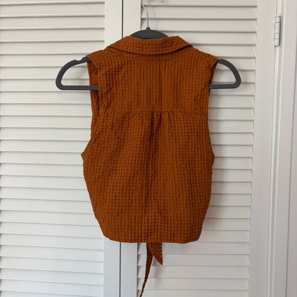 Anthropologie Maeve vest burnt orange 6 tie waist button front waistcoat - Picture 5 of 8